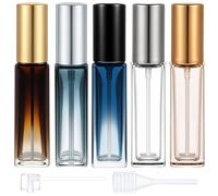 Lnngub 5pcs 10ML Perfume Travel Refillable Bottles, Portable Perfume Atomizer Set with Leak-proof, Glass Spray Bottles for Fragrance