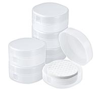 Lnngub 6 Pcs Cotton Rounds Travel Case,Portable Travel Cotton Round Holder Plastic Cosmetic Cottons Pad Holder with Hanging Loop Sealed Suitable for Makeup Remover Cottons Balls Powder Puff