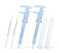 Lnngub 6 Pcs Eyebrow Mapping Kit,Eye Brow Measuring Tool Including 2 Eyebrow Ruler 2Microblading White Marker Pen with 2 Straightedge Ruler Skin Marker Permanent Makeup Position Mark Tool for Lip Skin