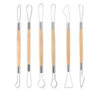 Lnngub 6Pcs Clay Sculpting Tools,Double-Sided Clay Sculpting Tools Set Clay Wire Loop Sculpture Set Wooden Handle Clay Carving Tools Pottery Trimming Tools Clay Sculpting Tools for Ceramic Wax Carving