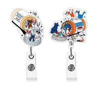 Lnngub Cute Cat Badge Reel Retractable, Funny Badges Holder Accessories with 360 Degree Swivel Clip ID Name Tag Card for Nursing Doctor Student Teacher Office Gifts