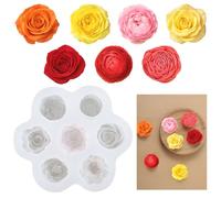 Lnngub Flower Silicone Mold,Rose Candle Mold 7 Cavity Silicone Flower Candle Molds for Candles Making Rose Peony Fondant Molds for Jelly Chocolate Mousse Cake Decorating