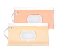Lnngub Pack of 2 Wet Wipes Box, EVA Refillable Wet Wipes Box, Reusable Wet Wipes Bag for Babies, Portable Wet Wipe Dispenser for Home, Office, School, Travel (Beige, Pink)