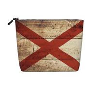 LNNIUK Alabama State Flag on Old Wood Grain Postcard print Makeup Bags for Purse Zipper Cosmetic Pouch Large Travel Canvas Make Up Organizer, Black, One Size