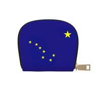 LNNIUK Alaska state flag print Wallet Credit Cards Holder Business Card Case for Men Women Compact Size for Adults, White, One Size