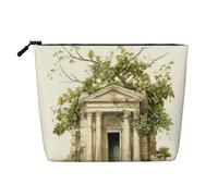 LNNIUK Antique Building with Roman Olive Branch and Greek print Makeup Bags for Purse Zipper Cosmetic Pouch Large Travel Canvas Make Up Organizer, Black, One Size