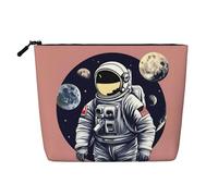 LNNIUK Astronaut on The Moon 1 print Makeup Bags for Purse Zipper Cosmetic Pouch Large Travel Canvas Make Up Organizer, Black, One Size