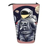 LNNIUK Astronaut on The Moon 1 print Telescopic Pencil Bag Pen Holder Stand-up Retractable Standing Organizer Office Bag