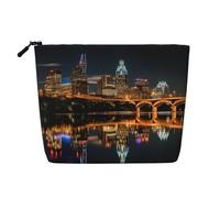 LNNIUK Austin Texas3 print Makeup Bags for Purse Zipper Cosmetic Pouch Large Travel Canvas Make Up Organizer, Black, One Size