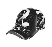 LNNIUK Black White Music Note Print Adjustable Baseball Cap Men Retro Style Baseball Hat Women Hats Golf Hat for Travel Sports, Black, One size