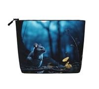 LNNIUK Blue Chinchillas And Moon1 print Makeup Bags for Purse Zipper Cosmetic Pouch Large Travel Canvas Make Up Organizer, Black, One Size