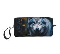 LNNIUK Blue Eyes Wolf1 print Travel Toiletry Case Pouch Makeup Bag Travel Cosmetic Bags,Cosmetic Makeup Bags with Zipper
