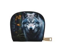 LNNIUK Blue Eyes Wolf1 print Wallet Credit Cards Holder Business Card Case for Men Women Compact Size for Adults, White, One Size