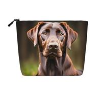 LNNIUK Brown Labrador Retriever print Makeup Bags for Purse Zipper Cosmetic Pouch Large Travel Canvas Make Up Organizer, Black, One Size