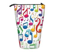 LNNIUK Colorful Music Notes 1 print Telescopic Pencil Bag Pen Holder Stand-up Retractable Standing Organizer Office Bag