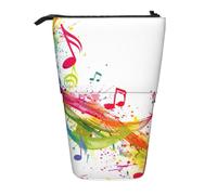 LNNIUK Colorful Music Notes print Telescopic Pencil Bag Pen Holder Stand-up Retractable Standing Organizer Office Bag