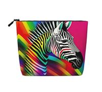 LNNIUK Colorful Rainbow Zebra print Makeup Bags for Purse Zipper Cosmetic Pouch Large Travel Canvas Make Up Organizer, Black, One Size