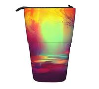LNNIUK Dream colorful print Telescopic Pencil Bag Pen Holder Stand-up Retractable Standing Organizer Office Bag
