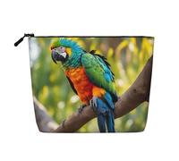 LNNIUK Fantastic Parrot Feather print Makeup Bags for Purse Zipper Cosmetic Pouch Large Travel Canvas Make Up Organizer, Black, One Size
