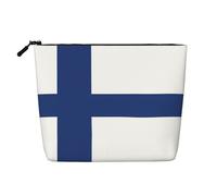 LNNIUK Finnish flag print Makeup Bags for Purse Zipper Cosmetic Pouch Large Travel Canvas Make Up Organizer, Black, One Size