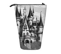 LNNIUK gothic fairy tale castle04 print Telescopic Pencil Bag Pen Holder Stand-up Retractable Standing Organizer Office Bag