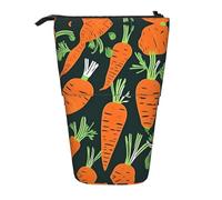 LNNIUK Happy carrot seamless pattern print Telescopic Pencil Bag Pen Holder Stand-up Retractable Standing Organizer Office Bag