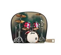LNNIUK Jazz drum print Wallet Credit Cards Holder Business Card Case for Men Women Compact Size for Adults, White, One Size