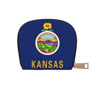 LNNIUK Kansas State Flag print Wallet Credit Cards Holder Business Card Case for Men Women Compact Size for Adults, White, One Size