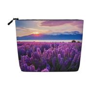 LNNIUK lavender fields print Makeup Bags for Purse Zipper Cosmetic Pouch Large Travel Canvas Make Up Organizer, Black, One Size