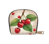 LNNIUK lovely sweet red cherry 1 print Wallet Credit Cards Holder Business Card Case for Men Women Compact Size for Adults, White, One Size