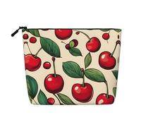 LNNIUK lovely sweet red cherry 2 print Makeup Bags for Purse Zipper Cosmetic Pouch Large Travel Canvas Make Up Organizer, Black, One Size