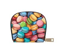 LNNIUK Macaron Biscuit Flavored print Wallet Credit Cards Holder Business Card Case for Men Women Compact Size for Adults, White, One Size