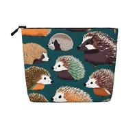 LNNIUK Many hedgehogs print Makeup Bags for Purse Zipper Cosmetic Pouch Large Travel Canvas Make Up Organizer, Black, One Size