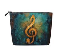 LNNIUK Music Symbol print Makeup Bags for Purse Zipper Cosmetic Pouch Large Travel Canvas Make Up Organizer, Black, One Size
