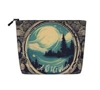 LNNIUK Not All Who Wander Are Lost 1 print Makeup Bags for Purse Zipper Cosmetic Pouch Large Travel Canvas Make Up Organizer, Black, One Size