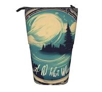 LNNIUK Not All Who Wander Are Lost 1 print Telescopic Pencil Bag Pen Holder Stand-up Retractable Standing Organizer Office Bag