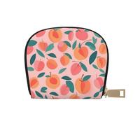 LNNIUK Pink Peach Pattern Seamless Pattern print Wallet Credit Cards Holder Business Card Case for Men Women Compact Size for Adults, White, One Size