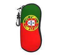 LNNIUK Portuguese flag print Sunglasses Case, Unisex Protective Eyeglass Case Glasses Case Holder with Hanging Hook, Black, One size