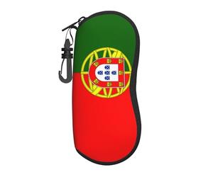 LNNIUK Portuguese flag print Sunglasses Case, Unisex Protective Eyeglass Case Glasses Case Holder with Hanging Hook, Black, One size