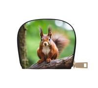 LNNIUK Red Squirrel print Wallet Credit Cards Holder Business Card Case for Men Women Compact Size for Adults, White, One Size