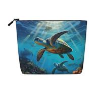 LNNIUK Sea Turtles print Makeup Bags for Purse Zipper Cosmetic Pouch Large Travel Canvas Make Up Organizer, Black, One Size