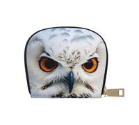 LNNIUK Snowy Owl Eyes print Wallet Credit Cards Holder Business Card Case for Men Women Compact Size for Adults, White, One Size