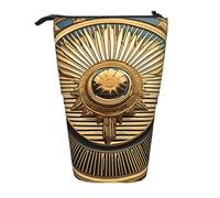 LNNIUK Sun Old Egyptian Timeless Grace print Telescopic Pencil Bag Pen Holder Stand-up Retractable Standing Organizer Office Bag