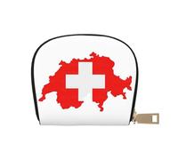 LNNIUK Swiss Flag Map print Wallet Credit Cards Holder Business Card Case for Men Women Compact Size for Adults, White, One Size