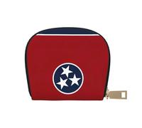 LNNIUK Tennessee flag print Wallet Credit Cards Holder Business Card Case for Men Women Compact Size for Adults, White, One Size