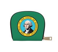 LNNIUK Washington Flag print Wallet Credit Cards Holder Business Card Case for Men Women Compact Size for Adults, White, One Size
