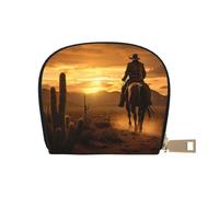 LNNIUK West Desert Cactus with Cowboys Riding Horses2 print Wallet Credit Cards Holder Business Card Case for Men Women Compact Size for Adults, White, One Size