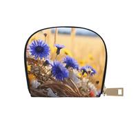 LNNIUK Wild Flowers and Cornflowers Daisies print Wallet Credit Cards Holder Business Card Case for Men Women Compact Size for Adults, White, One Size