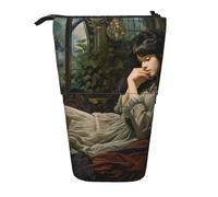 LNNIUK Wishing Bottle Seascape3 print Telescopic Pencil Bag Pen Holder Stand-up Retractable Standing Organizer Office Bag