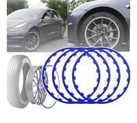 LNNLOO 16-21in Universal Wheel Hub Decorative Bar, Rim Protectors for Alloy Wheels, 4 Piece Ylon Round Edge Decoration - Protective Ring, Good Elasticity, Fits Many Cars,19in,Blue